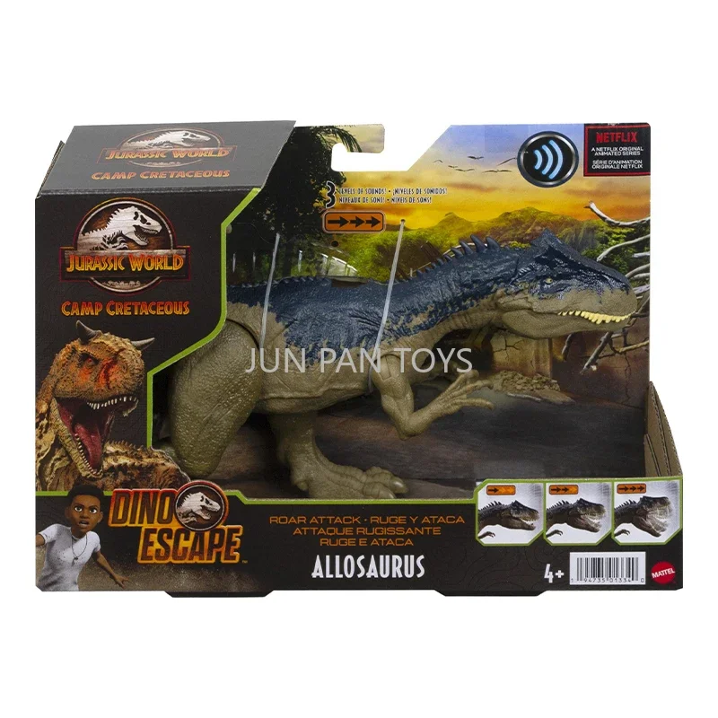 Jurassic World Camp Cretaceous Dino Escape rugido ataque Allosaurus con sonido figura de acción electrónica modelo Animal juguete para niños