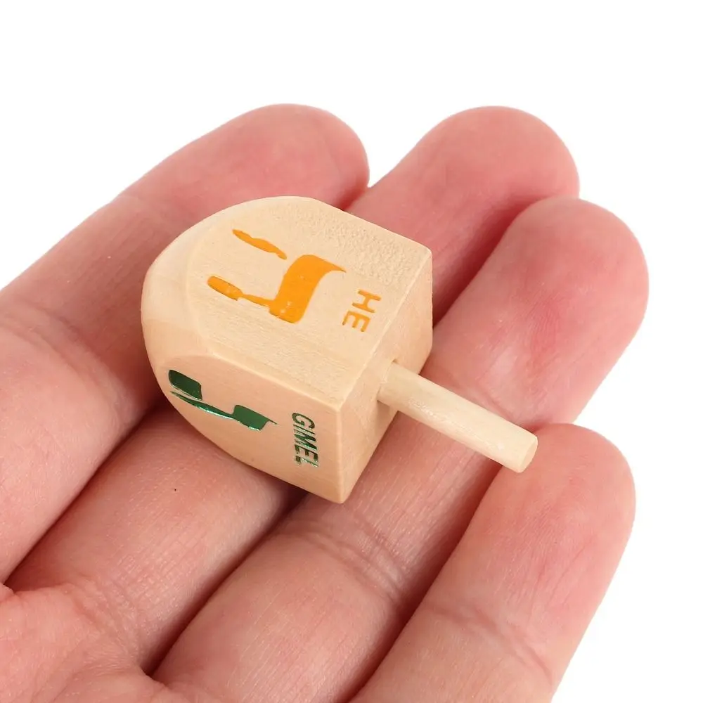 10Pcs 10 Pcs Wooden Spinning Dreidel Wooden Material Children Gits Spinning Top Mini Size Portable Design Wooden Crafts