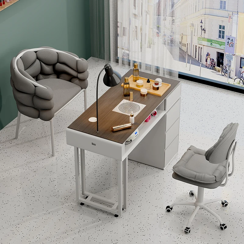 

Modern Minimalist Nail Table Rustic French Design Aesthetic Nail Desk Italian Luxury Table De Manucure Nail Salon Furniture