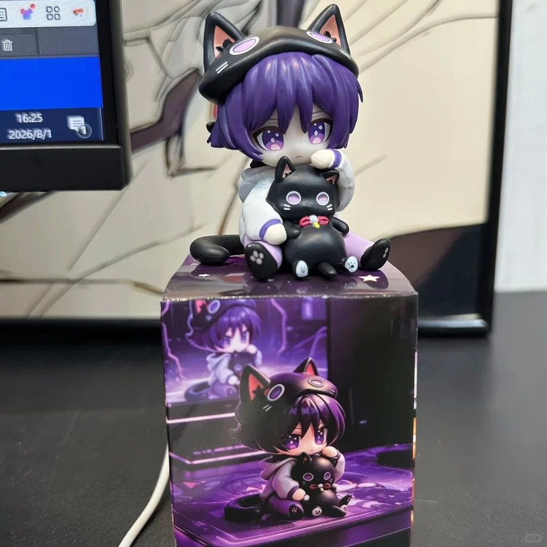 miHoYo Genshin Impact Wanderer Märchenhafte Katze Q-Version Anime-Figur Niedliche sitzende Scaramouche-Puppe Sammlermodell Ornament Spielzeug – Detail 3