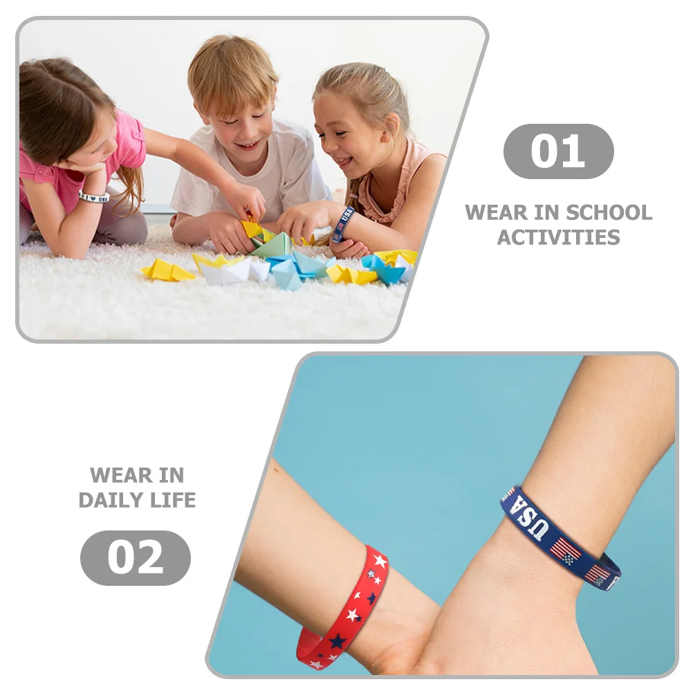 

12 Pcs Wrist Band Stretchable Patriotic Bracelet Pride Accessories Motivational Silicone Wristbands