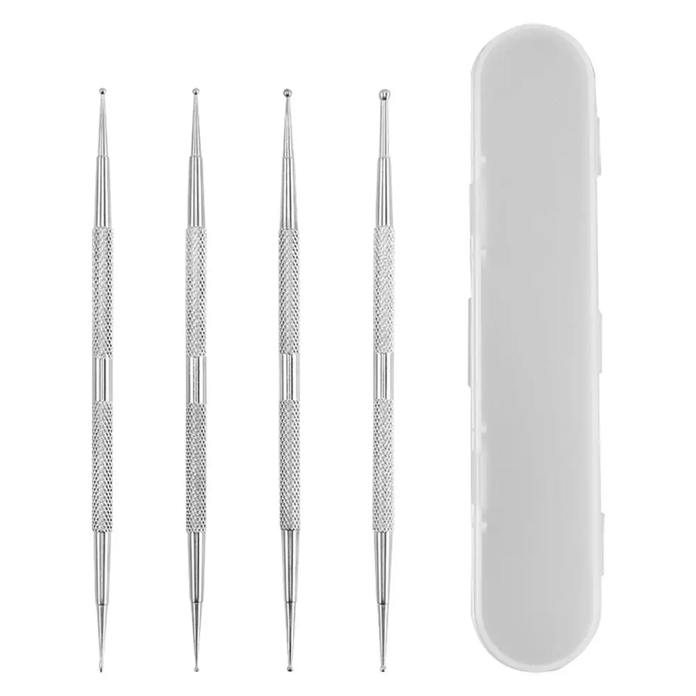 

4Pcs Dotting Pen Rhinestone Picker Nail Art Tools Manicure Supplies Stainless Steel Double Head for French Tips Painting