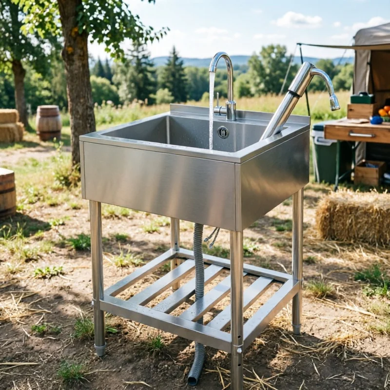 

Компактная коммерческая мойка для прачечной с одной чашей и смесителем, из нержавеющей стали, на подставке, для ресторанов