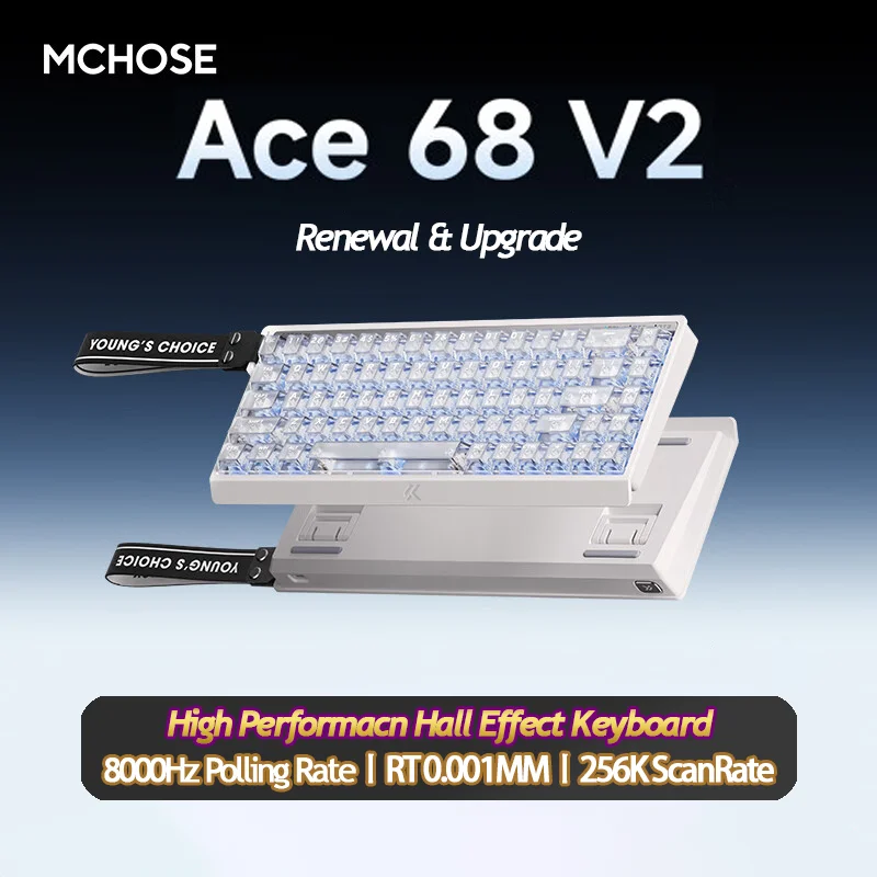 

MCHOSE ACE68 Gaming Keyboard 8K+128K Ultra Low 0.1MS Latency E-SPORT Sensor Support 0.005mmRT DKS RGB Customized Magnetic Switch