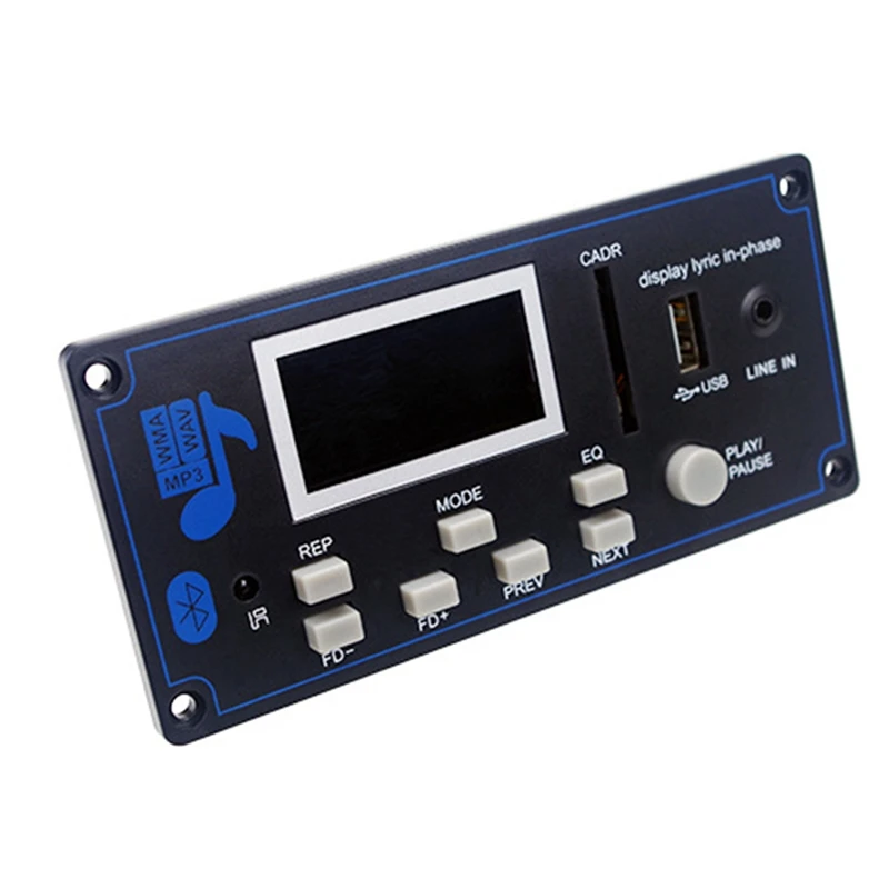Bluetooth 12V LCD MP3 Decoder Board WAV Decoding MP3 Record Player Audio Module Support FM Radio AUX USB with Display-A86Z