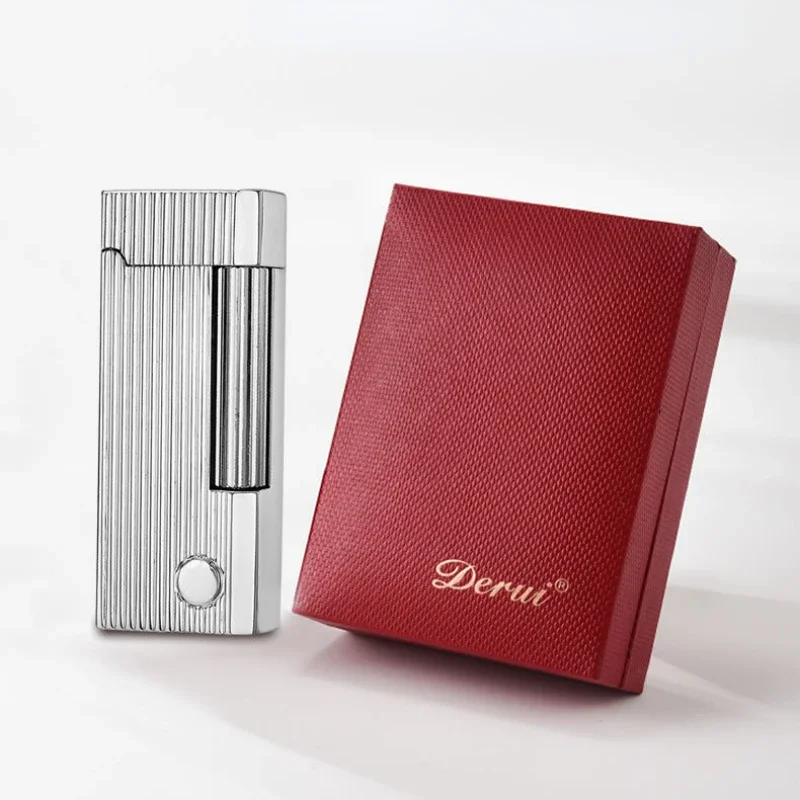 Derui Exquisite Narrow Gas Lighter, Small and Portable Side-sliding Grinding Wheel, High-quality Lighter Gift for Men