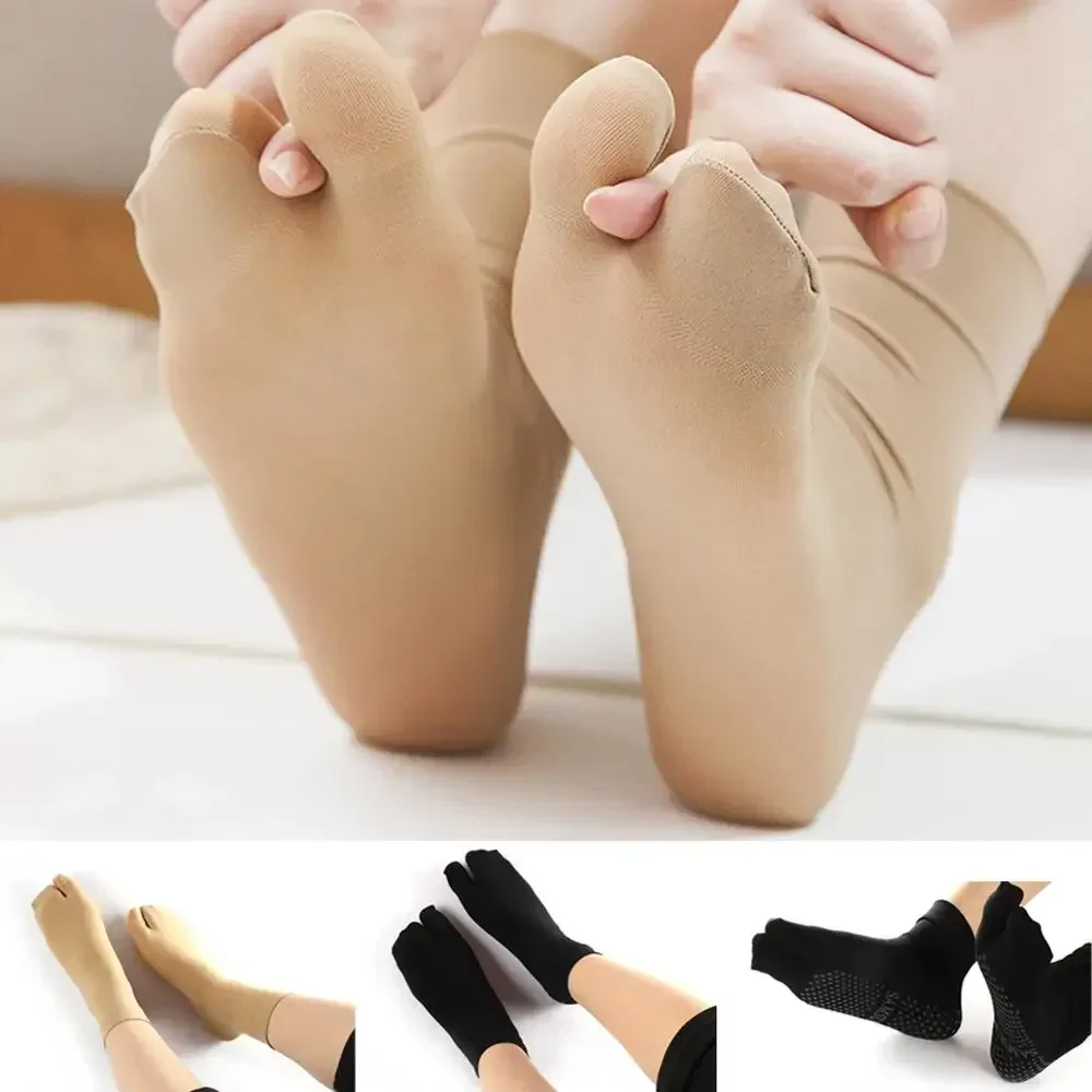 1Pair Ladies Mesh Two Finger Toe Socks Flip Flops Shallow Antiskid Invisible Two Fingers Nonslip Silk Stockings Women Shocks