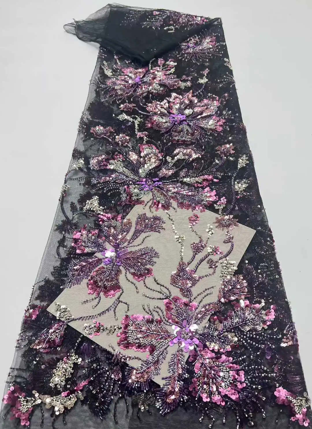 

2025 African Lace Fabric Sequins Beaded Embroidery Groom Nigerian Bridal High Quality French Tulle Lace Fabric For Wedding