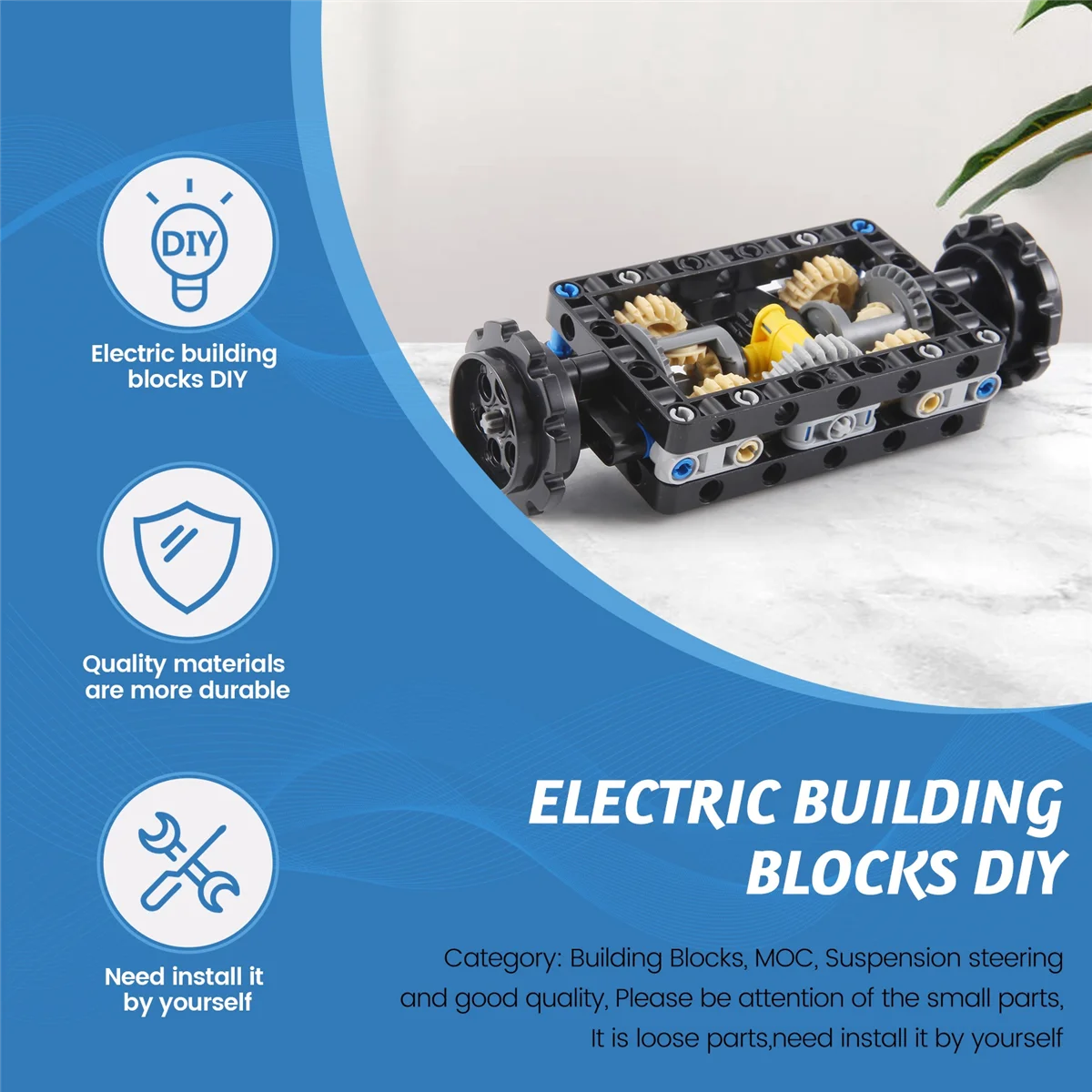 MOC-19788 Tank Lenkstruktur Getriebe Differential Loch Arm Balken Montage Power Motor Control Bausteine