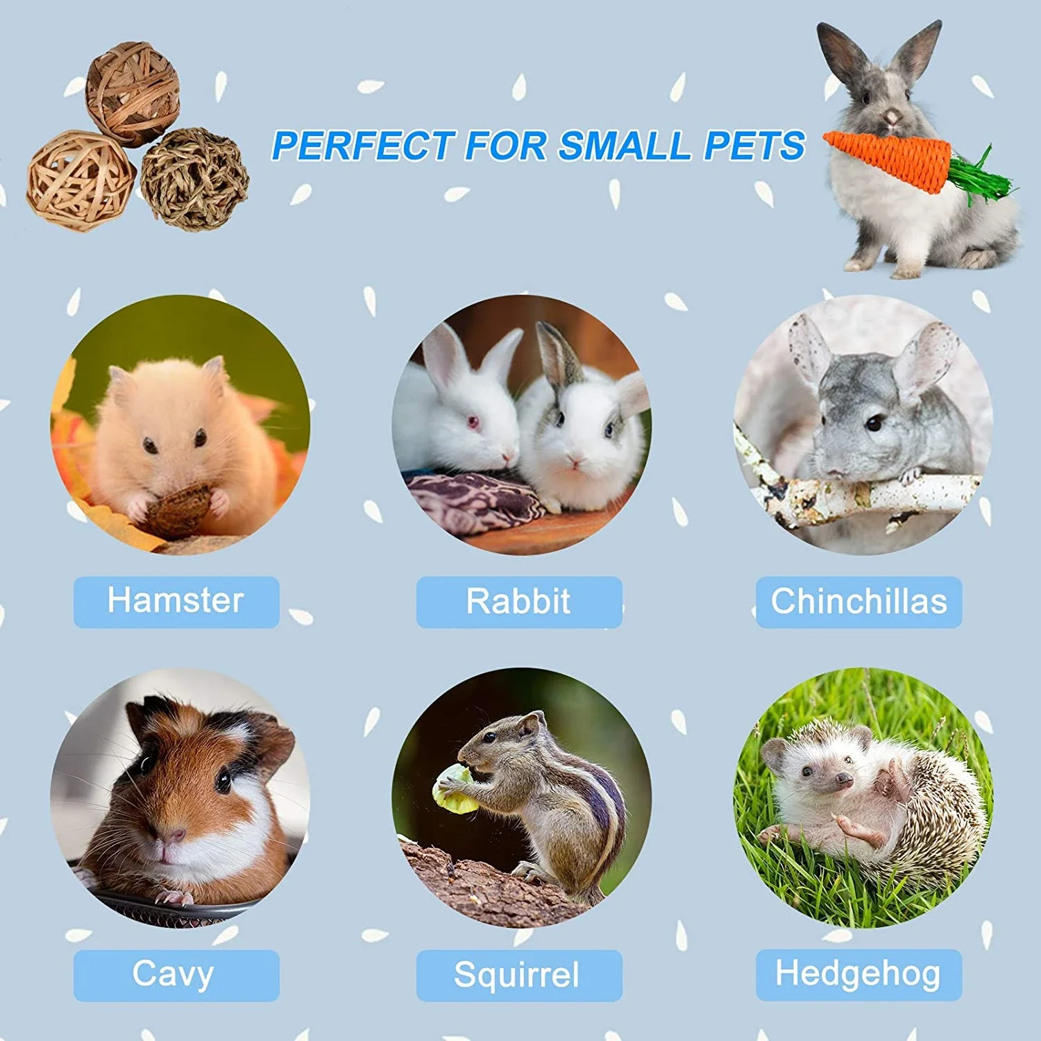 Pet Chewing Toy Natural Rattan Ball Interactive Toys Rabbit Chew Toys for Guinea Pig Chinchilla Small Animal Play Pet Accessorie