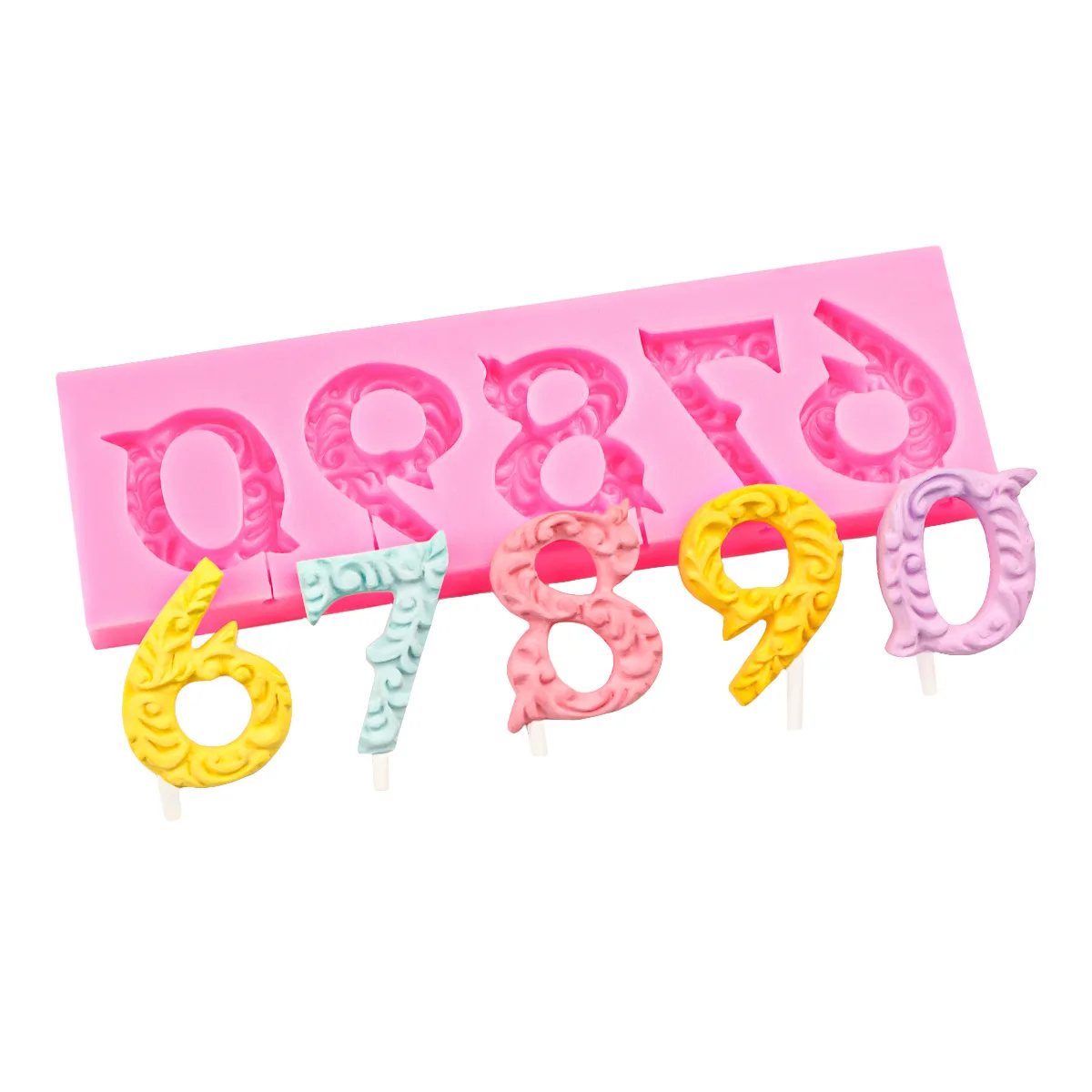 0-9 قالب سيليكون رقمي مصاصة لتزيين كعكة الشوكولاتة 12345