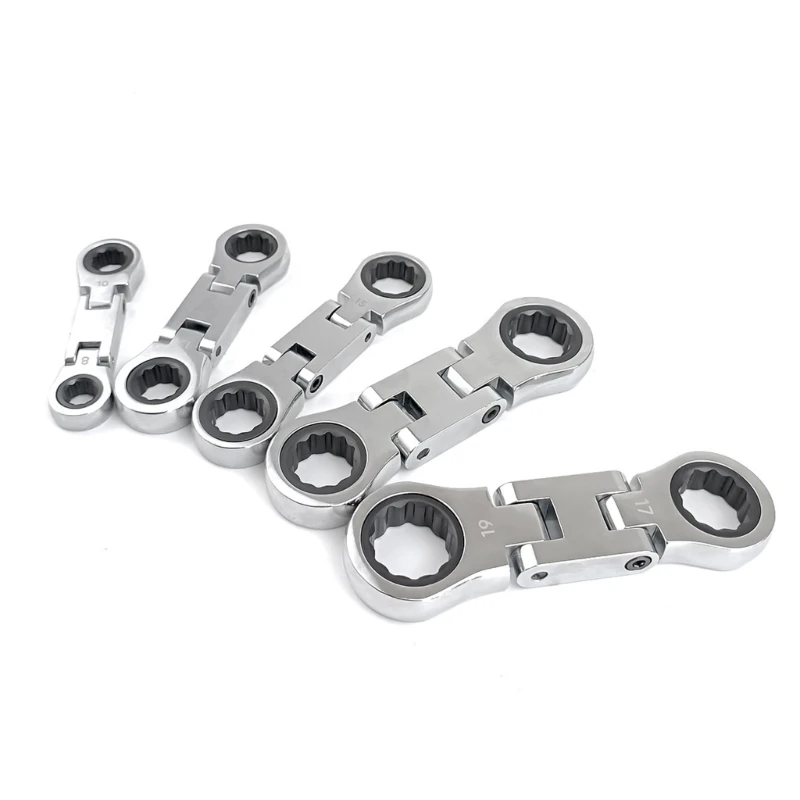 

5Pcs Flexible Head Ratcheting Wrench Set Ratchet Combination Wrenches Gears Spanner Set Car Key Wrench Repair Tool Set