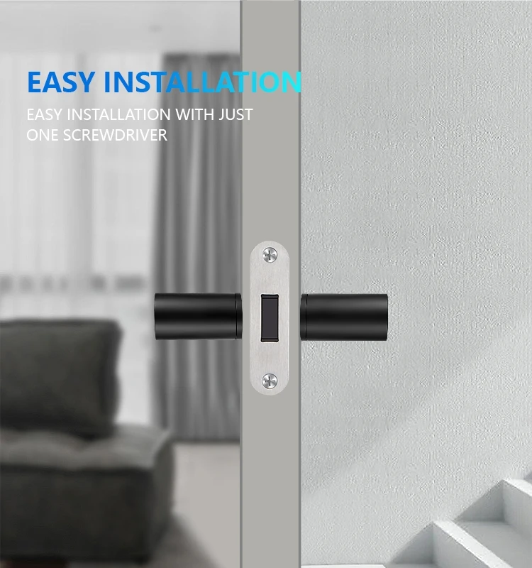 Factory Hot Sale Aluminum Alloy Smart Fingerprint Luxury Door Knob App Control Lever Handle Wood Door Lock for Bedroom