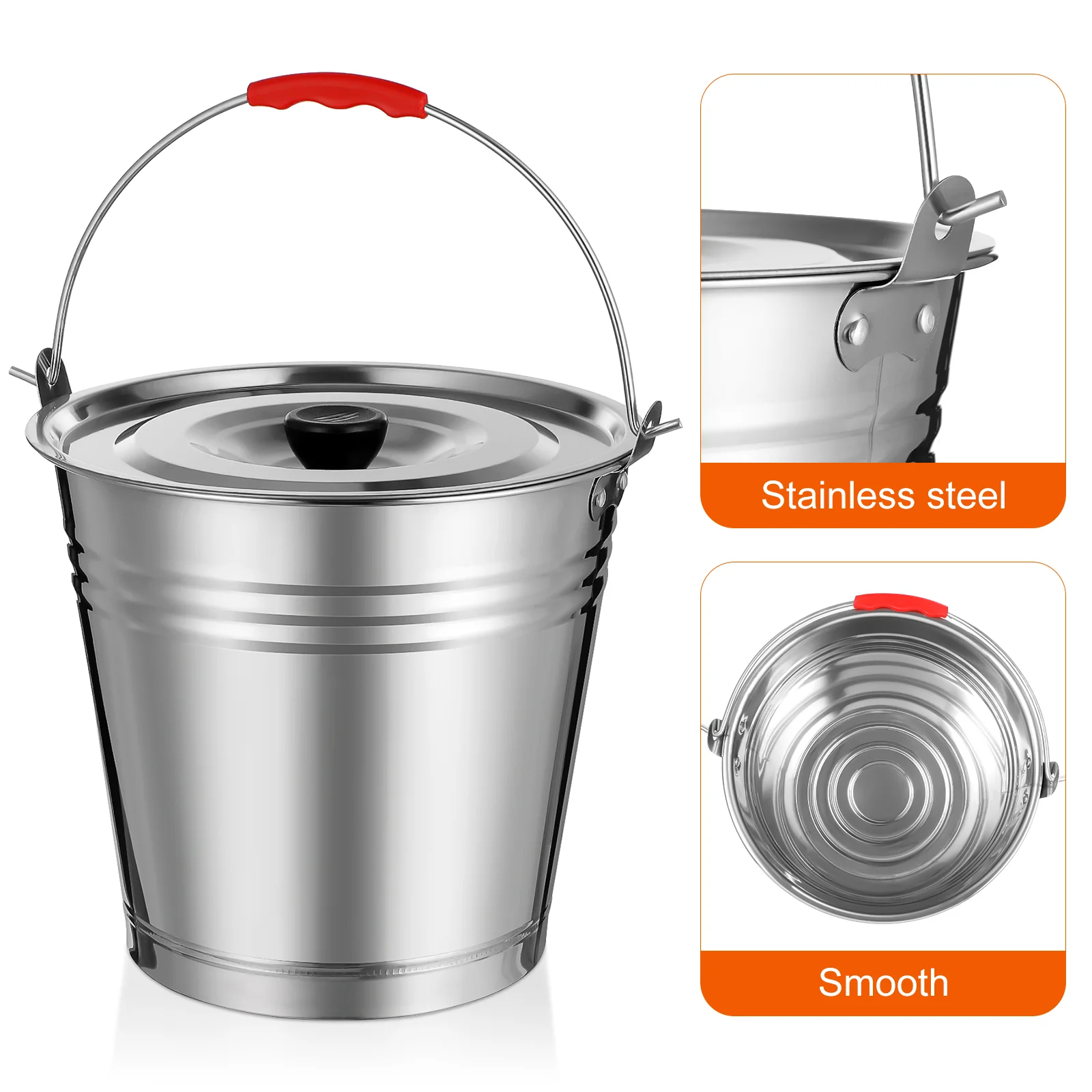 Charcoal Bucket Indoor Storage Outdoor Ash Carrier Trashcan with Lid Holder for Fire Pit Accessories Container