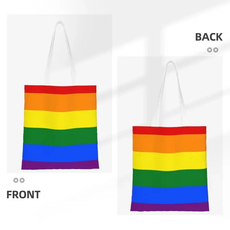 Sac à provisions réutilisable arc-en-ciel pour femme, sac fourre-tout en toile, sacs d'épicerie, LGBTQ, lesbienne, LGBT Pride