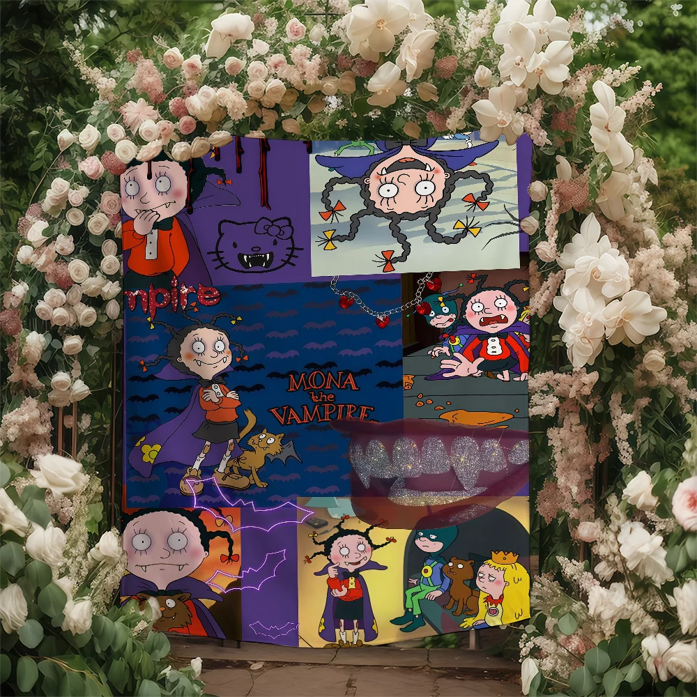 Cartoon Mona the Vampire flag Custom Camping Garden Decor Party Backdrops Wall Art Family Gifts
