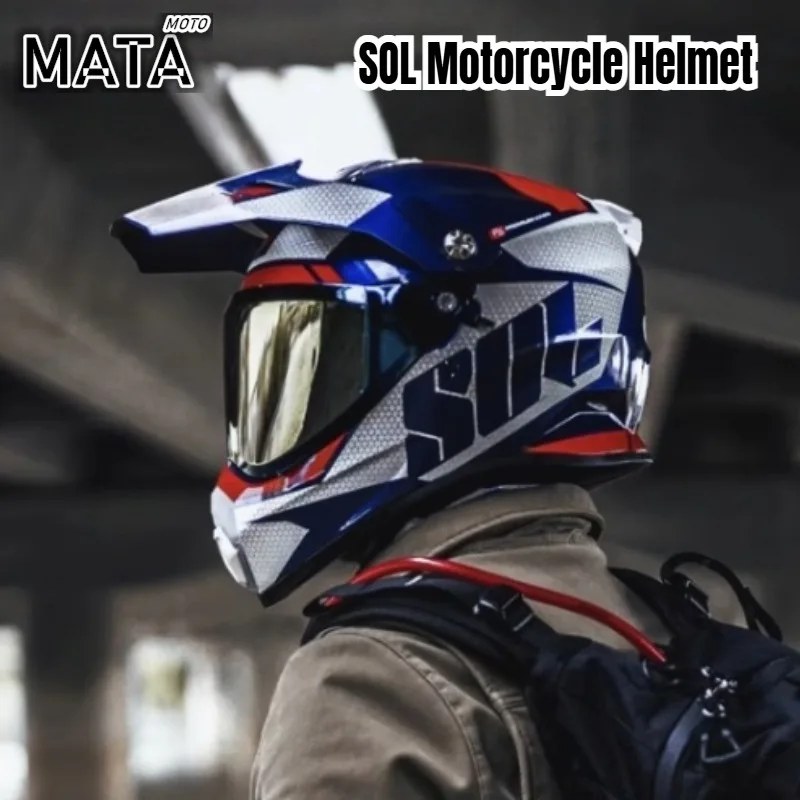 

SOL DOT Motorcycle Tightening helmet Full Face Double Lens Off-Road Racing Helmet Lightweight Cascos Para Moto Capacete De Moto