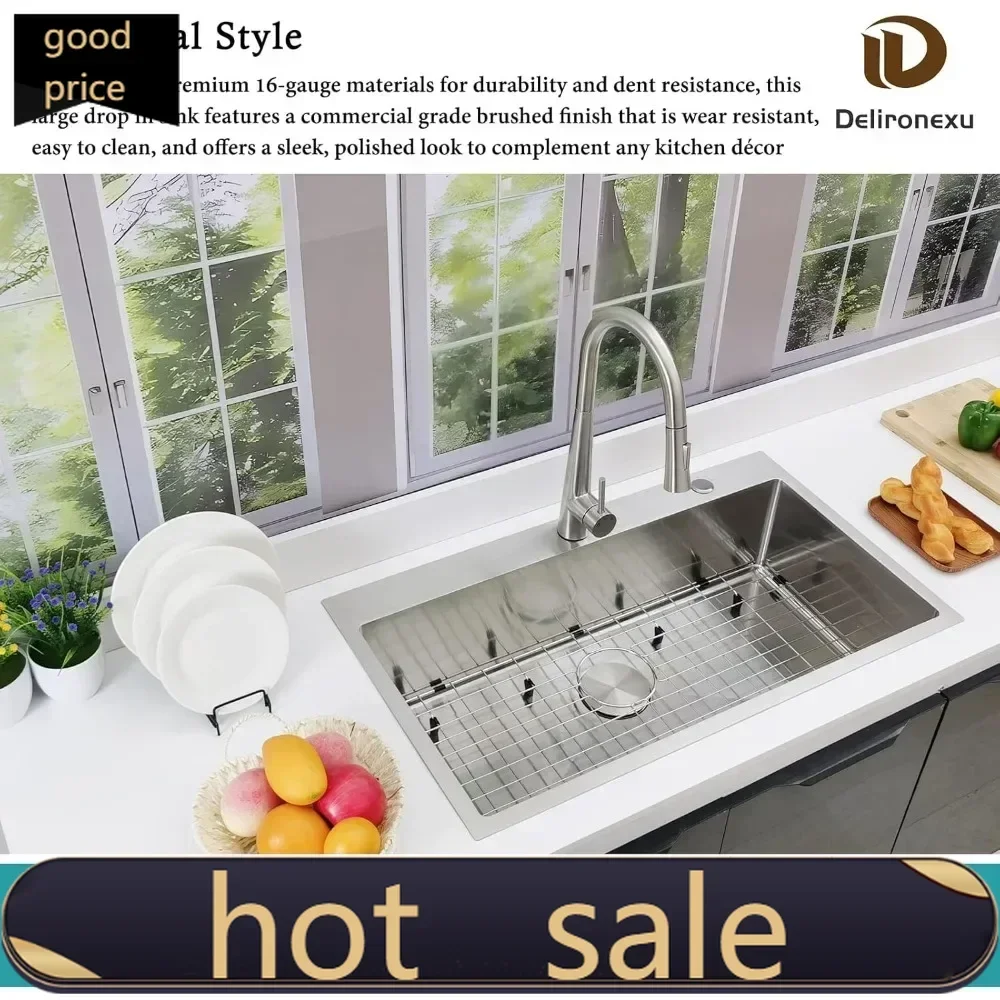 

Activity price 33x19 Drop in Kitchen Sink - 16 Gauge Stainless Steel Sinks Top Mount, 33 Inch Drop in Kitchen Sink Single Bowl