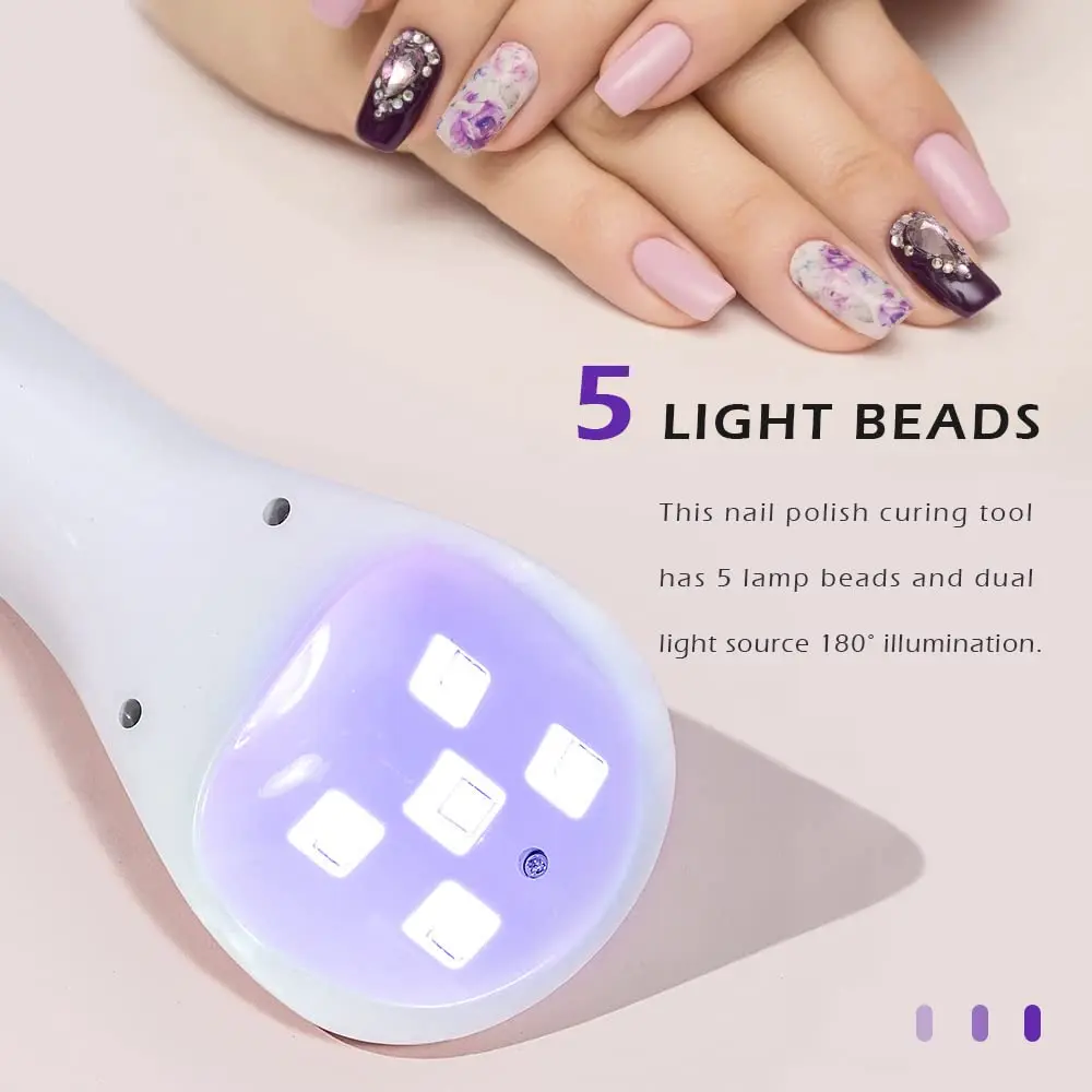 18W LED Handheld Nail Lamp UV LED Lamp For Nails Rechargeable Nail Dryer Non-Black Hand For Gel Nails Portability Nail Art Tool