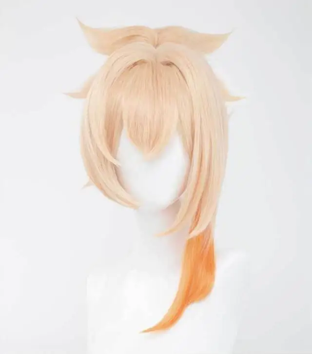 

Genshin Impact Yoimiya Wig Synthetic Long Straight Blonde Orange Ombre Game Cosplay Hair Wig for Party