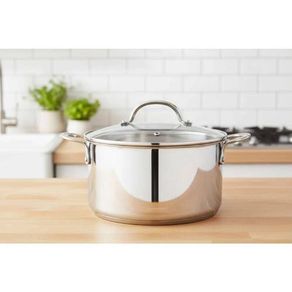 

Профессиональная кастрюля из нержавеющей стали с крышкой, индукционная готовность, можно мыть в посудомоечной машине, кастрюля на 6 литров для домашней кулинарии