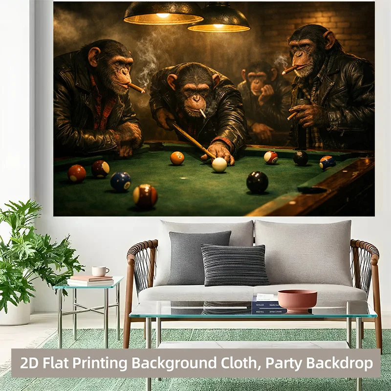 Vintage Monkey Poker Casino Tapestry Wall Hanging Polyester Backdrop Jungle Game Background Decor for Party Home Decoration Art - view 3