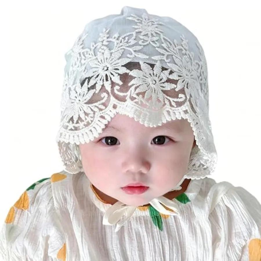 IZUS Newborn Lace Cotton Hospital Turban Hats Cute Infant Toddler Christening Hat Baby Girls 0-9 Months