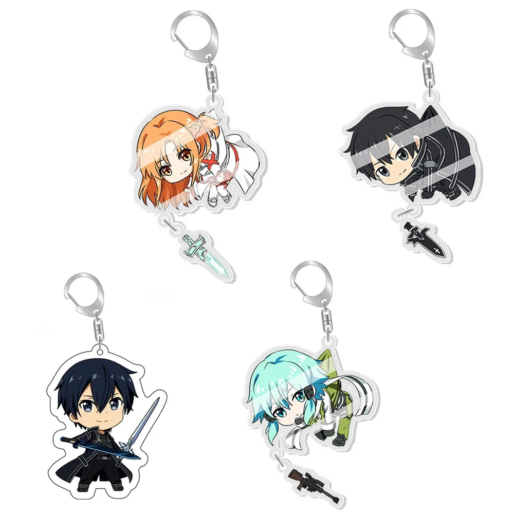 Sword Art Online Kirito Anime Acrylic Keychain Yuuki Asuna Bag Tag Accessories Asada Shino Plastic Keyrings