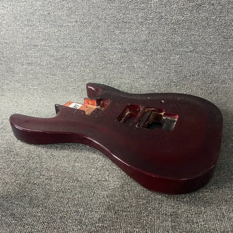 GB137 Floyd Rose Electric Guitar 6 Strings Unfinished Guitar Body Wine Red in Solid Wood Right Hand for DIY Replace