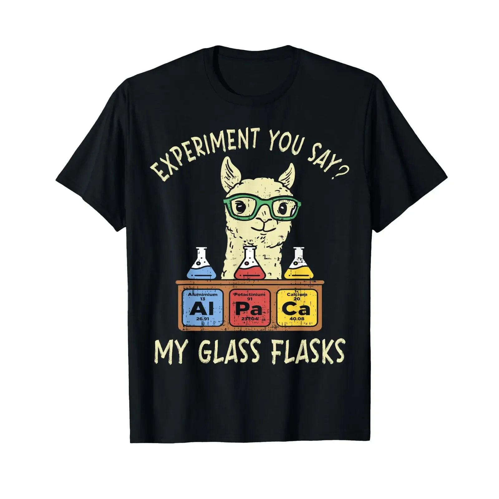 Experiment You Say Alpaca My Glass Flasks Funny Chemistry T Shirt vintage Washed Breathable Casual Comfortable Versatile