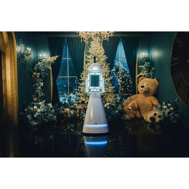 Robô Portátil para Cabine de Fotos com Rotação Automática Sem Fio e Rastreamento Inteligente para Festas, Eventos e Marketing