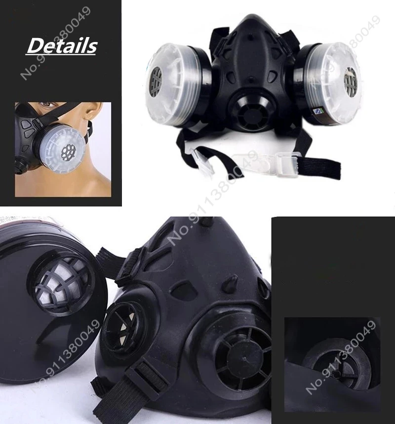 Filter Gas Mask Half Face Filter Breathing Respirator With Anti-fog Glasses Chemical Dust Mask For Painting Spray Welding