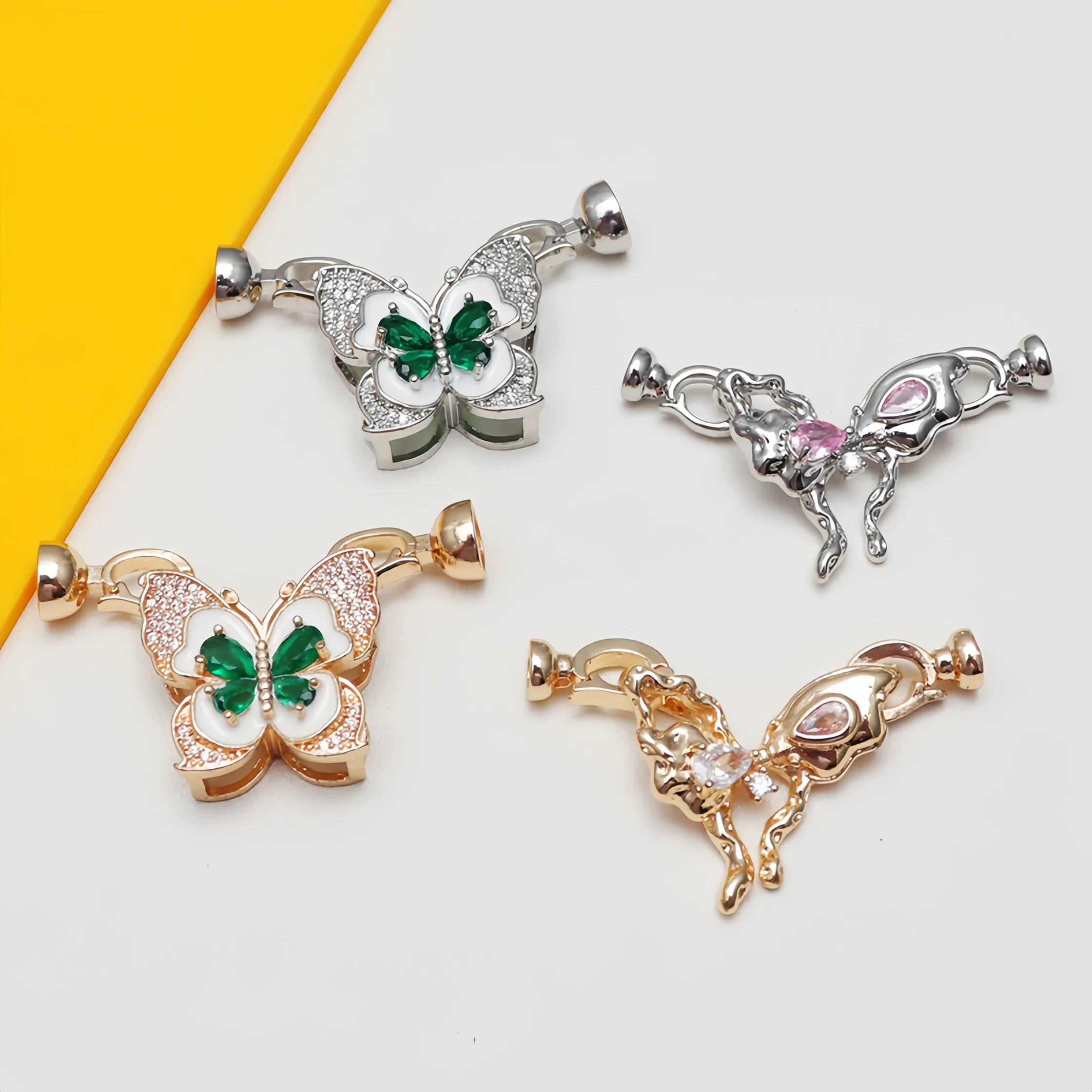 

1pc High-grade Copper Inlaid Green Zirconia Butterfly Connection Buckle Diy Pearl Bracelet Necklace Accessories Jewelry Material