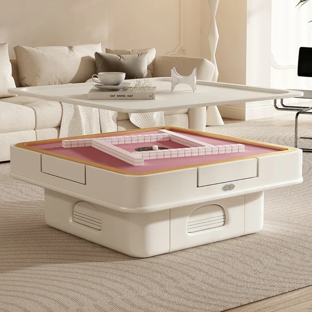 Lifting Mahjong Table Machine Double-Use Living Room Home Small Apartment Simple Cream Style Multifunctional Storage