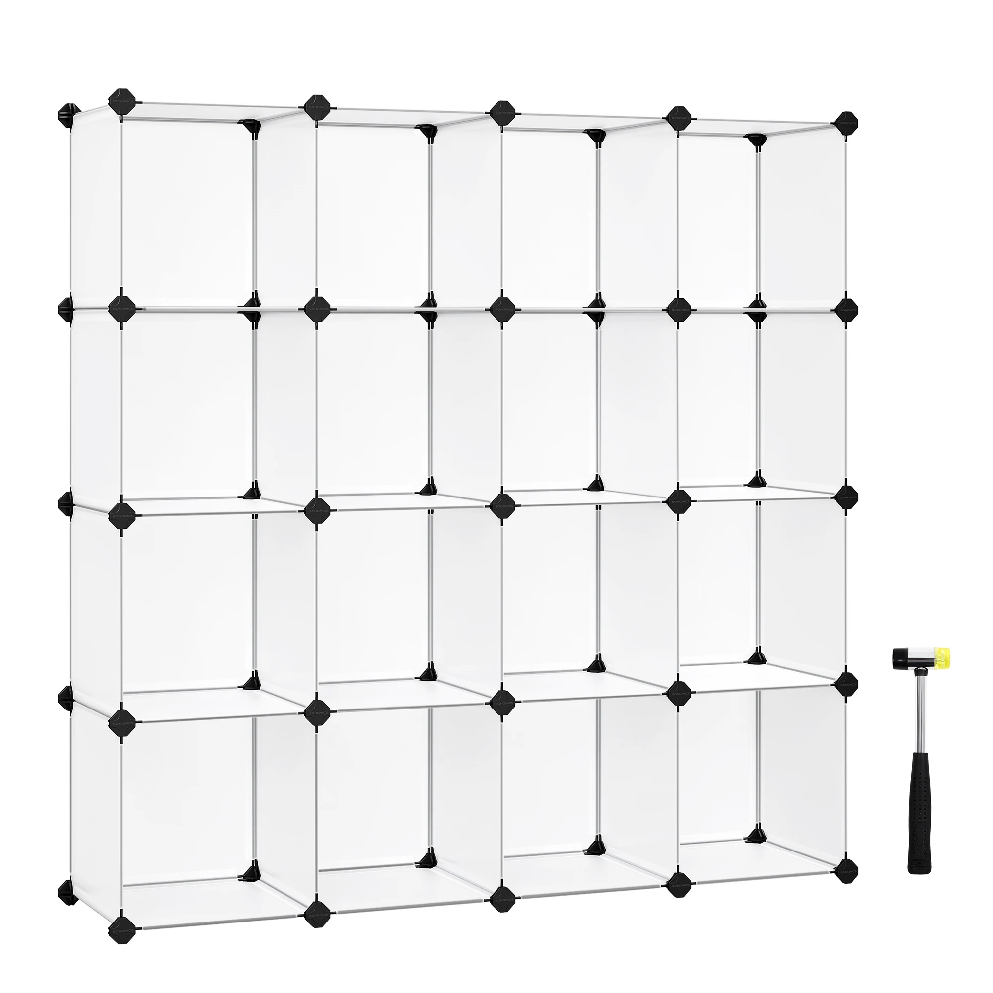 

SONGMICS Cube Storage Organizer, Set of 16 Plastic Cubes, Book Shelf, Closet Organizers and Storage, Room Organization, Bedroom