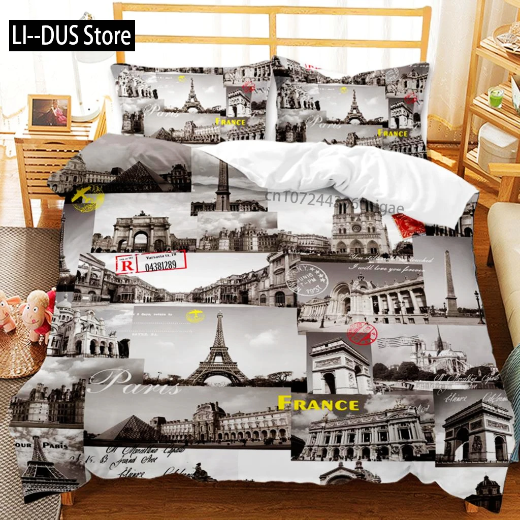 

Комплект пододеяльников с архитектурой, комплект постельного белья с классической архитектурой, домашний текстиль из микрофибры, комплекты из трех предметов, размер Twin Queen King Size