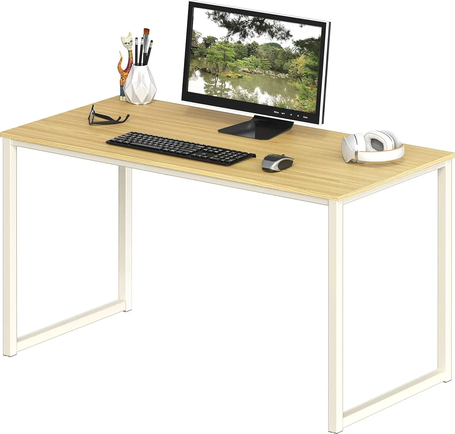 

40-Inch Oak Home Office Computer Desk, Compact Space-Saving Design for Small Work Areas