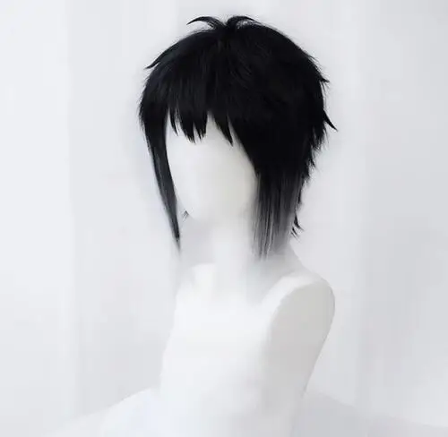 Bungo Bungou Stray Dogs Wigs Ryunosuke Akutagawa Wig Short Black Silver Gray Heat Resistant Hair Anime Cosplay Wig