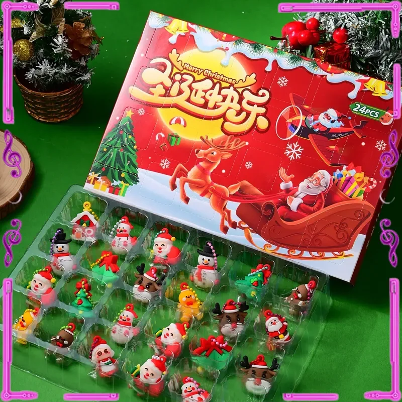 

Новый 24 шт., Рождественский забавный рождественский набор, подарок, студенческая мультяшная игрушка, креативная глухая коробка, Рождественский подарок, хит продаж
