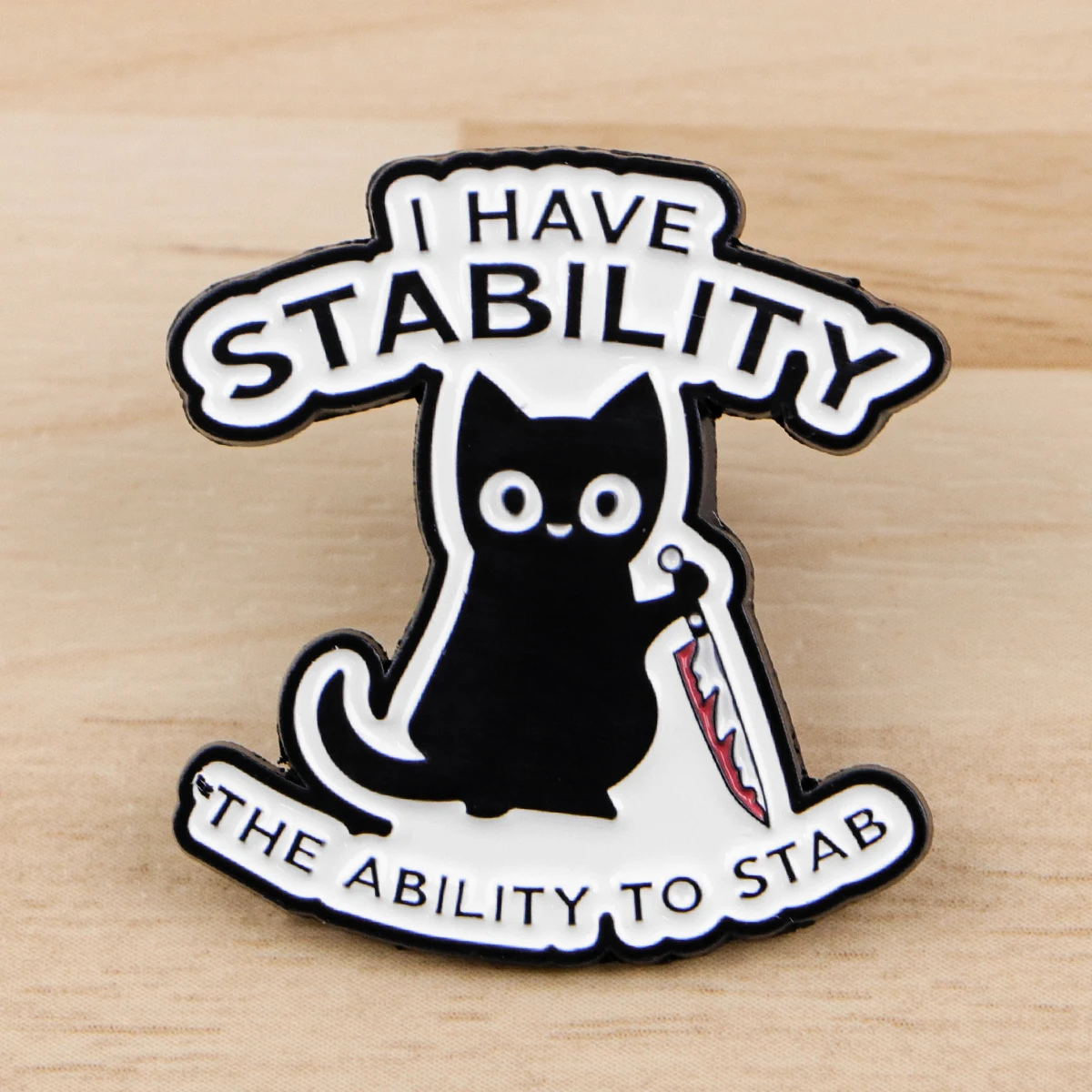 9 Stück Lustige Schwarze Katze Emaille-Pin „Ich habe Stabilität“ Metall-Reversnadel für Rucksack, Jeansjacke, Kleidung, Dekoration, Geschenk – Detail 3