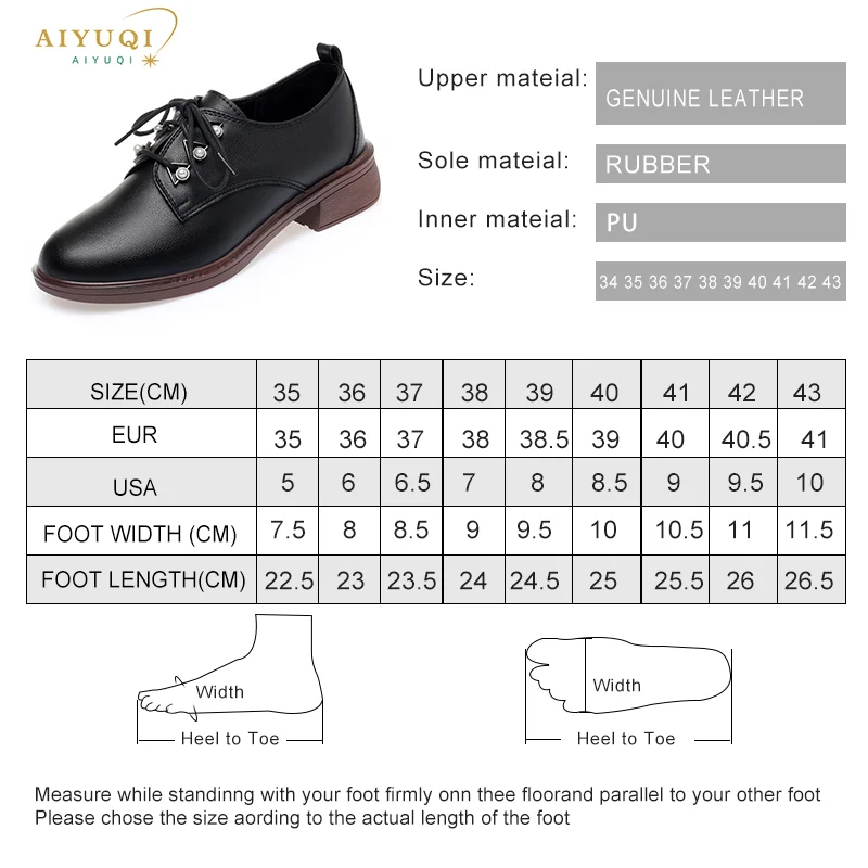 AIYUQI Ladies Shoes Large Size 41 42 43 Genuine Leather Casual Women Oxford Shoes British Style Lace-up Shoes Women