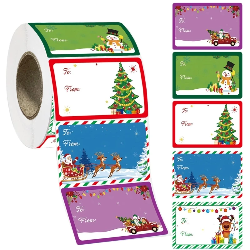 400 Count Festival Santa Gift Name Tagged Sticker Roll Christmas Decors Self Adhesive Labels for Bags Box Wrapping Paper