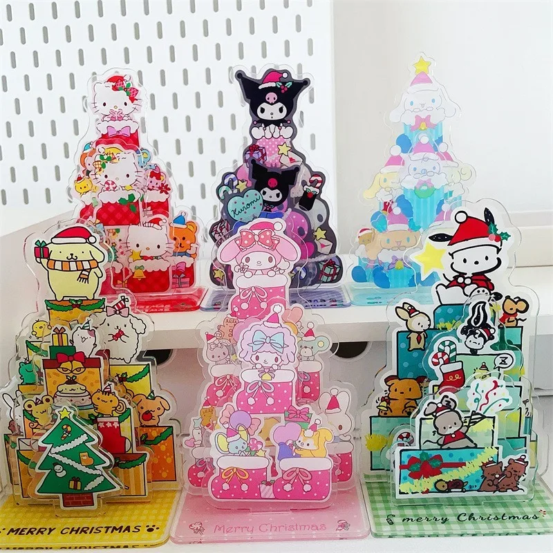 

Sanrio Hello Kitty Christmas Acrylic Ornaments Anime Action Figures Kuromi My Melody Q Figural Desktop Car Decoration Girl Gifts