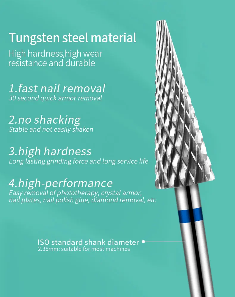 Tip Tungsten Carbid Nail Drill Bits Electric Manicure Drill Accessory Milling Cutters for Nail Gel Polish Remover Nail Tools