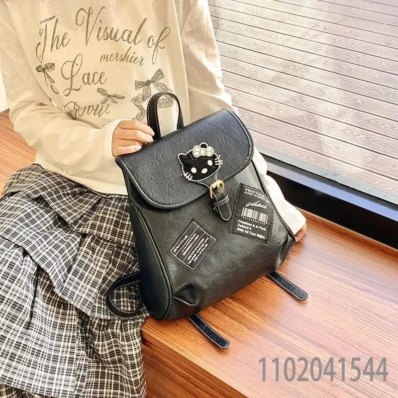  Hello Kitty Luxury Backpack for Women Girls Designer Mini Size School Backpack for College Student PU Leather