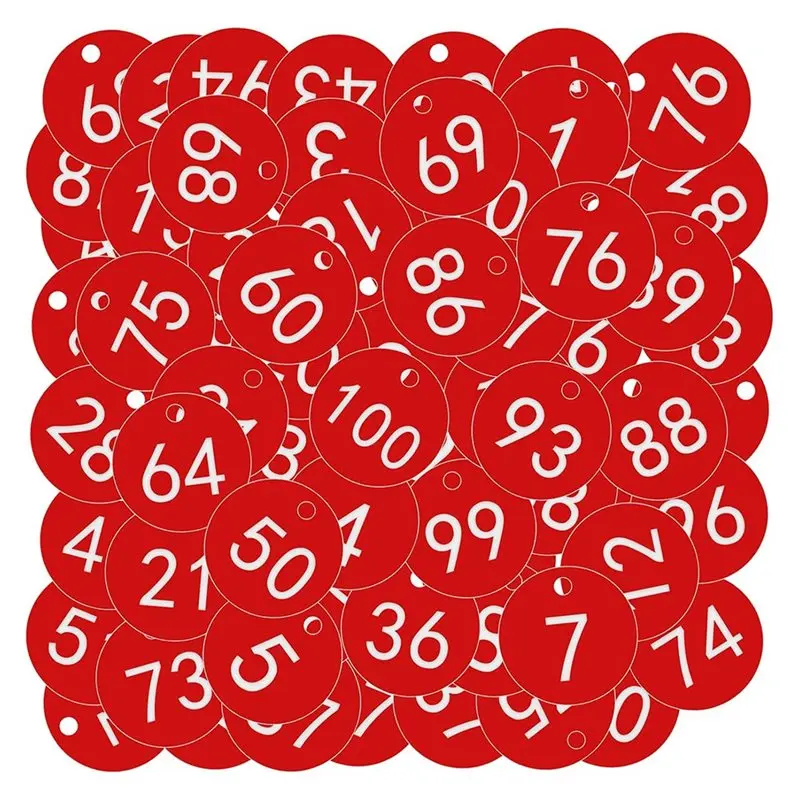 

Бирки с выгравированными номерами (1-100 красных) - 100 шт. для отеля, почтового ящика, тренажерного зала, школьного офиса, дверной таблички, номера вывесок-A57X