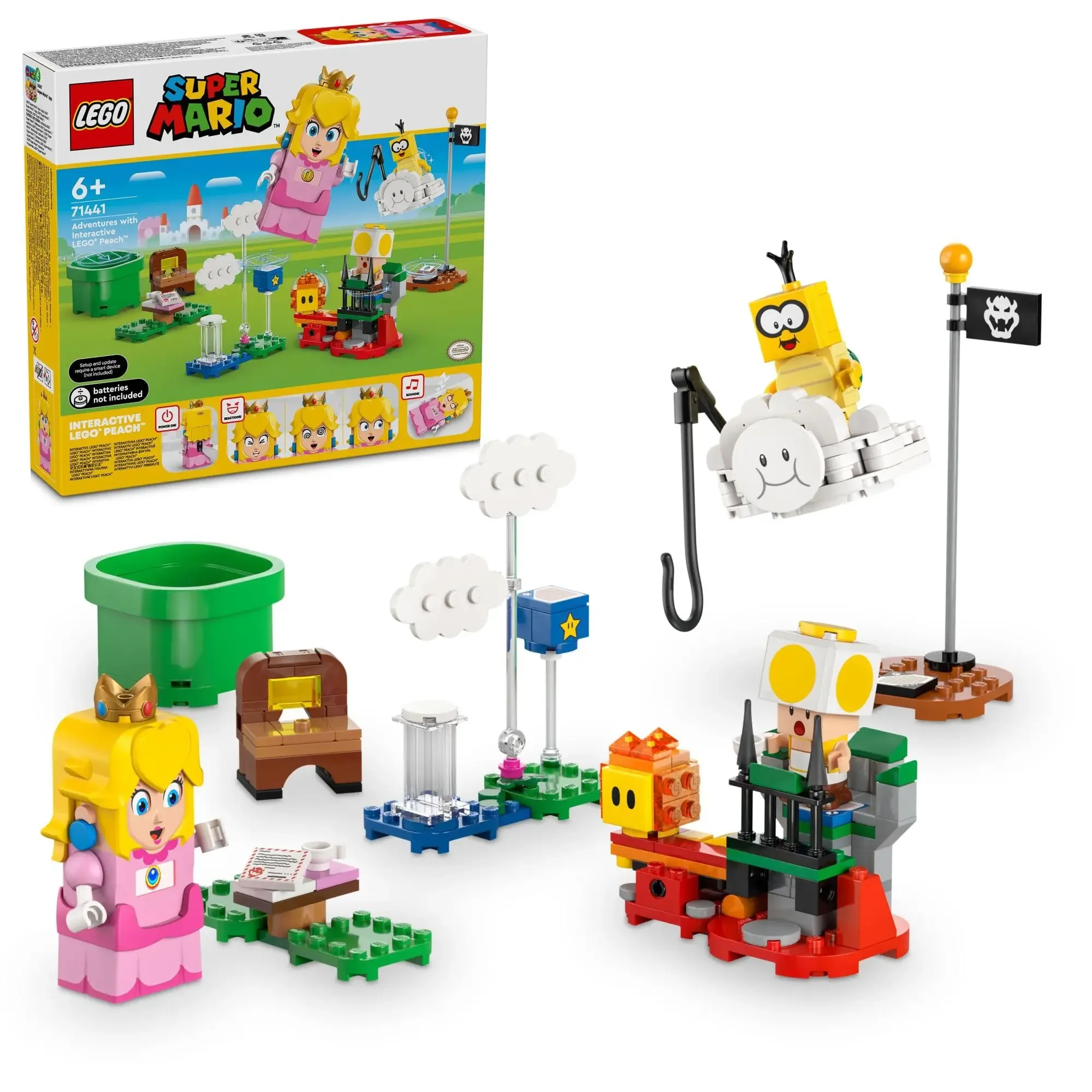 LEGO Super Mario Adventures con juguete interactivo de princesa melocotón, juego de Super Mario para niños, regalo de figura de sapo amarillo 71441
