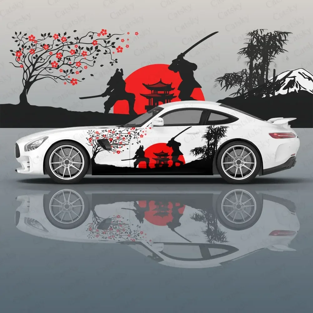 Japanese element ink painting Car Decal Protective Film Vinyl Itacar Racing Side Graphics Wrap Spray Paint auto Stickers Film
