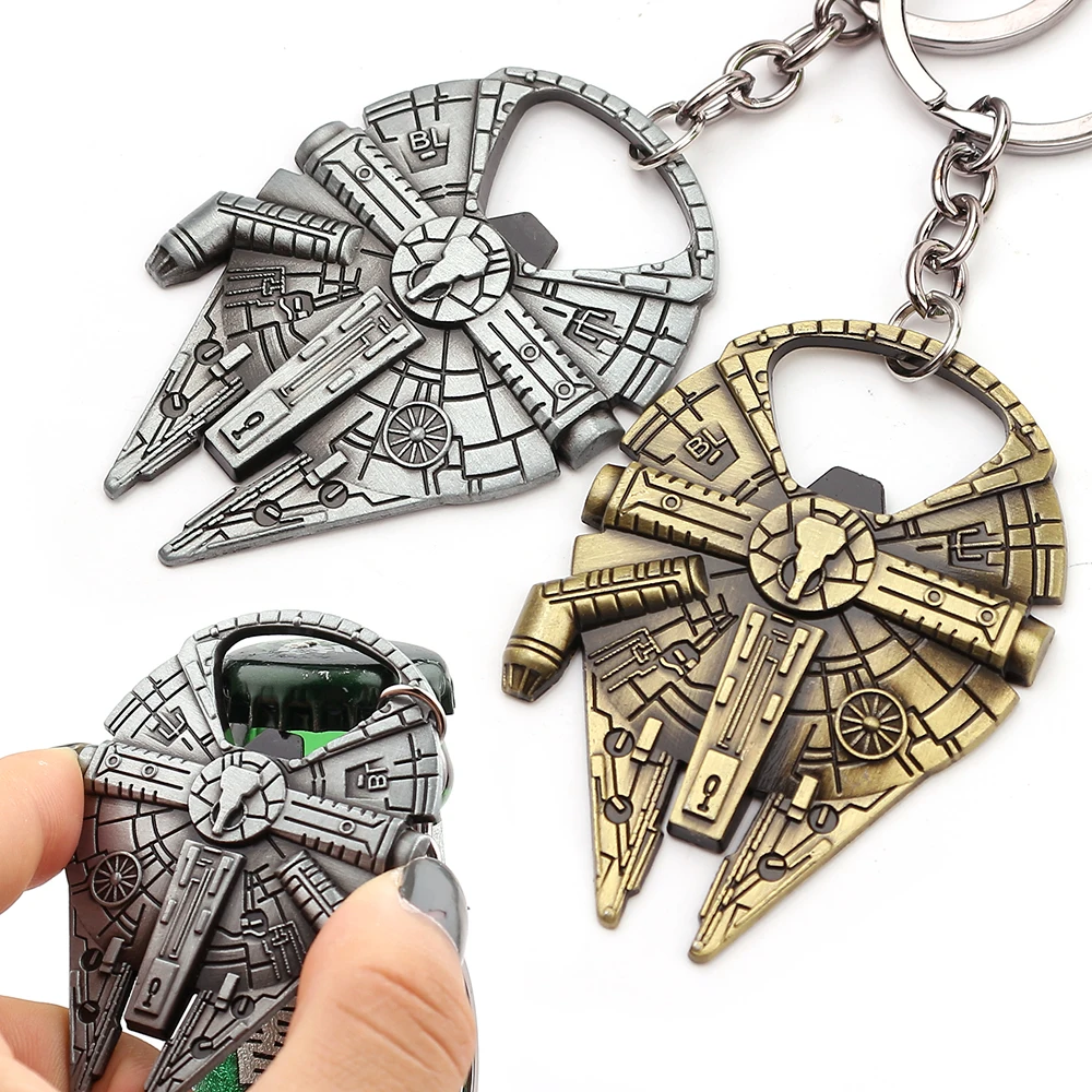 Star Wars Keychain Action Figure Cartoon Anime Spaceship Beer Bottle Openers Keyring Pendant Metal Accessories Corkscrew