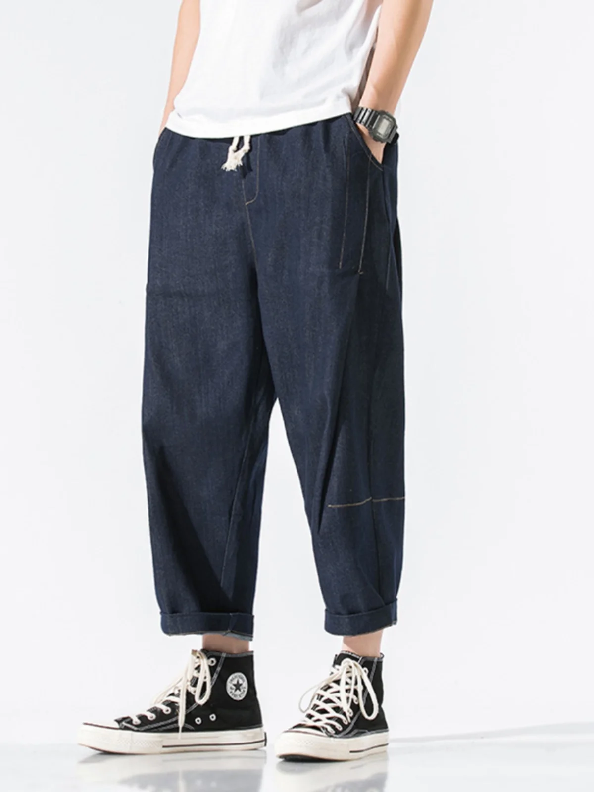 

Cleanfit Dad Jeans Blue Denim Men Summer Waed Loose Straight Leg Workwear Thin Jeansyouth Trendy Wear Resistant Loose Fit